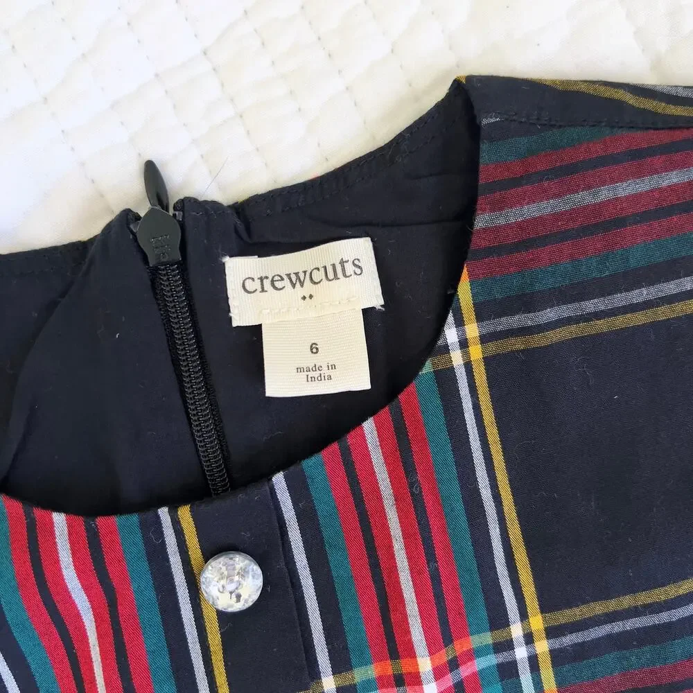 J.Crew Crewcuts Red and Black Plaid Holiday Dress Girls Size 6